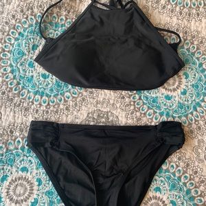 black bathing suit top & bottoms